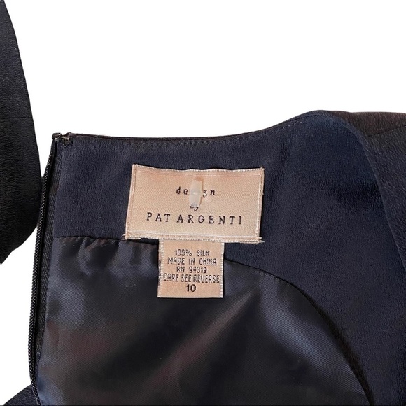 Design by Pat Argenti Navy Blue & Periwinkle Stripes 100% Silk Maxi Dress 10 NWT - Picture 7 of 11